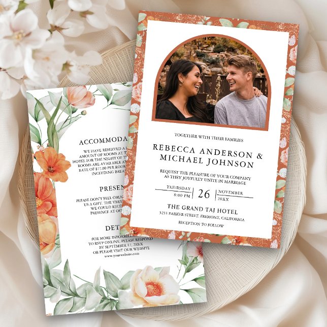 Convites Boho Arco Terroso Floral Tudo em Um Casamento (Criador carregado)