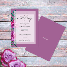Convites Boho Artístico Rosa Roxa Aquarela Floral