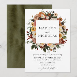 Convites Boho Autumn Floral Frame Wedding