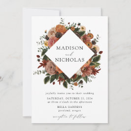 Convites Boho Autumn Floral Frame Wedding