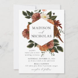 Convites Boho Autumn Floral Frame Wedding