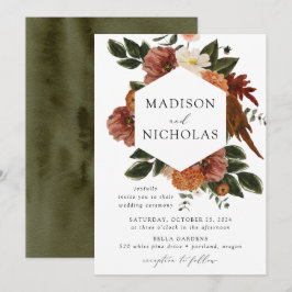 Convites Boho Autumn Floral Frame Wedding