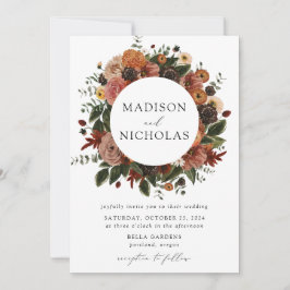Convites Boho Autumn Floral Frame Wedding