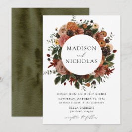 Convites Boho Autumn Floral Frame Wedding