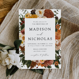 Convites Boho Autumn Floral Frame Wedding
