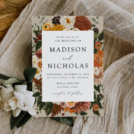 Convites Boho Autumn Floral Frame Wedding