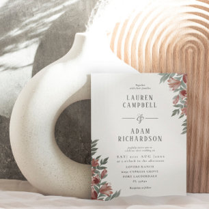 Convites Boho Autumn Floral Terracotta Wedding