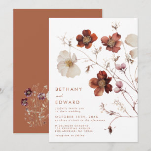 Convites Boho Autumn Floral Wedding