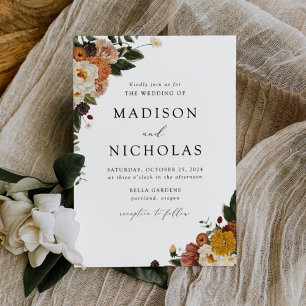 Convites Boho Autumn Floral Wedding