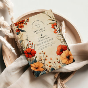 Convites Boho Autumn Floral Wedding