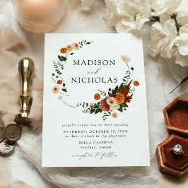 Convites Boho Autumn Floral Wreath Wedding