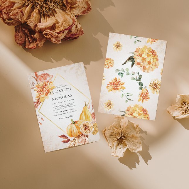 Convites Boho Autumn Pumpkin | Casamento Floral (Criador carregado)