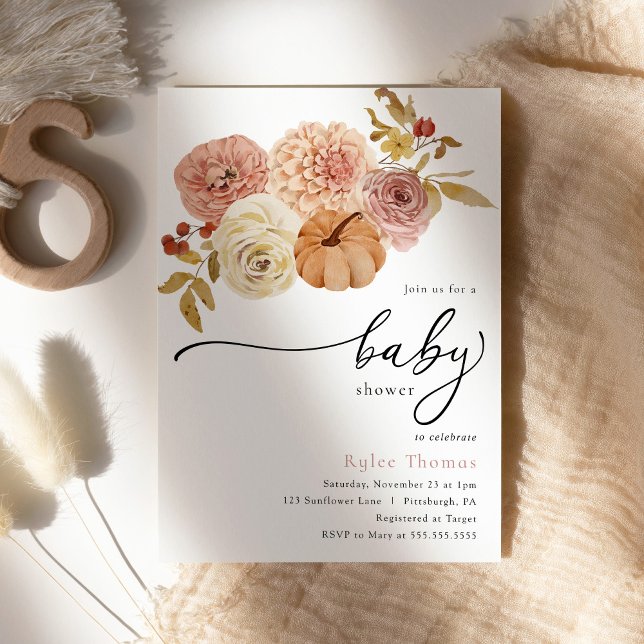 Convites Boho Autumn Pumpkin Fall Baby Girl Chá (Criador carregado)