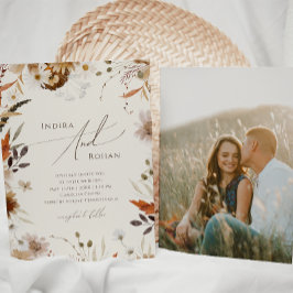 Convites Boho Autumn Wildflower Beige Foto Casual Casual