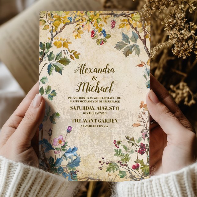 Convites Boho Autumn Wildflower Botanical Weding (Criador carregado)