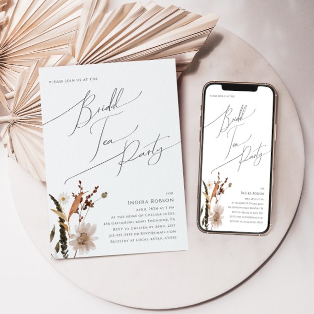 Convites Boho Autumn Wildflower | Bridal Tea Party (Criador carregado)