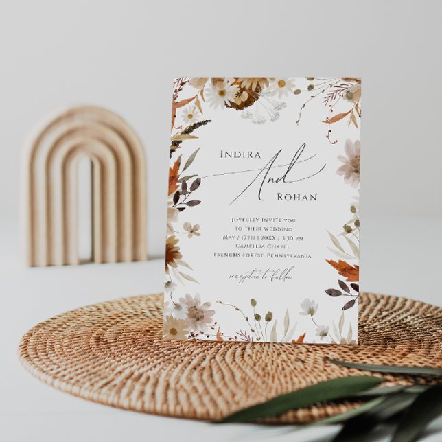 Convites Boho Autumn Wildflower | Casamento Casual (Criador carregado)