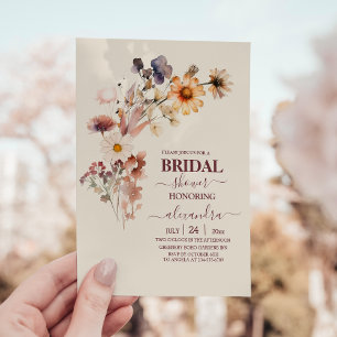 Convites Boho Autumn Wildflower Chá de panela