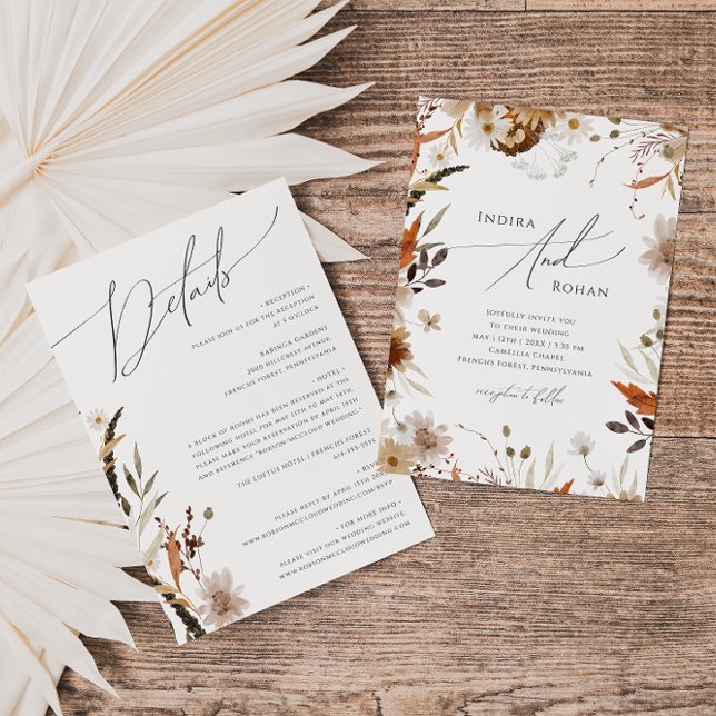 Convites Boho Autumn Wildflower | Todos Em Um Casamento (Criador carregado)
