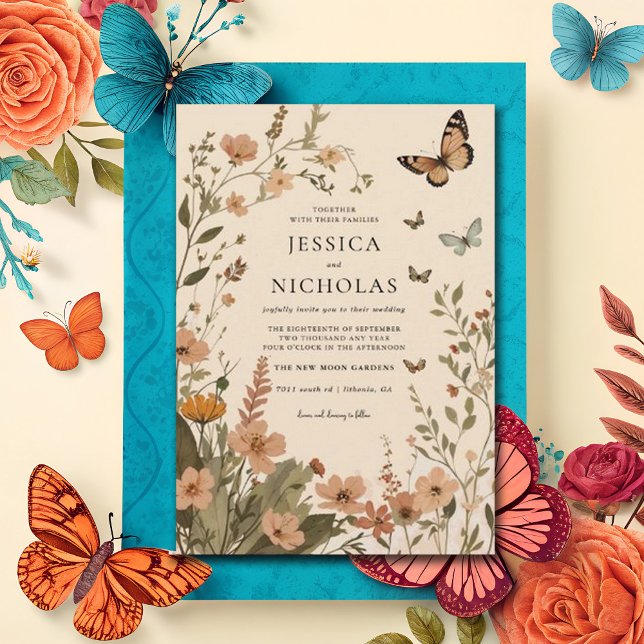 Convites Boho Autumn Wildflower Watercolor Casamento Floral (Criador carregado)