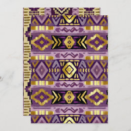 Convites Boho Aztec Geo Padrões Roxo e Dourado Imprimíveis