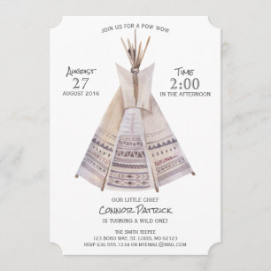 Convites Boho Aztec Teepee Primeiro Aniversário
