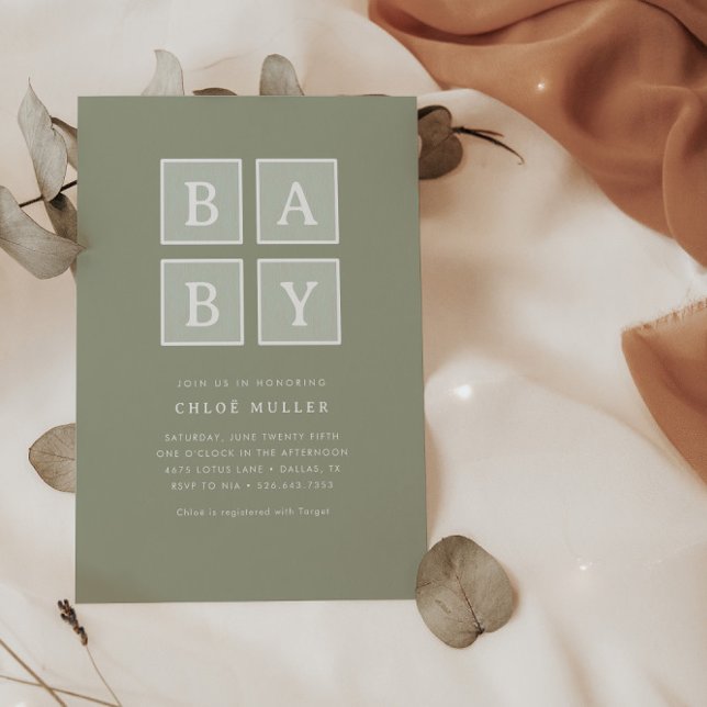 Convites Boho Baby Blocks Mudou Chá de fraldas Moderno | (Criador carregado)