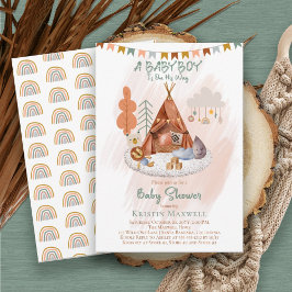 Convites Boho Baby Boy Teepee and Toys Baby Sprinkle