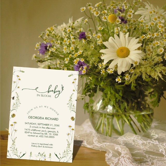 Convites Boho Baby de Flores Silvestres em Flor Baby Shower (Criador carregado)