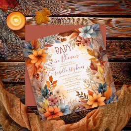 Convites Boho Baby in Bloom Fall Floral Frame Baby Shower