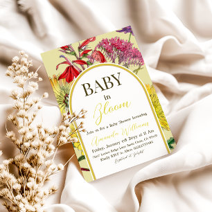 Convites Boho Baby in Bloom Yellow Floral Chá de fraldas