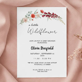 Convites Boho Baby Shower Invitation red floral watercolor