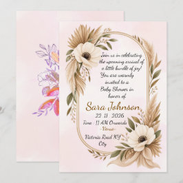Convites Boho Baby Shower Invitation Template
