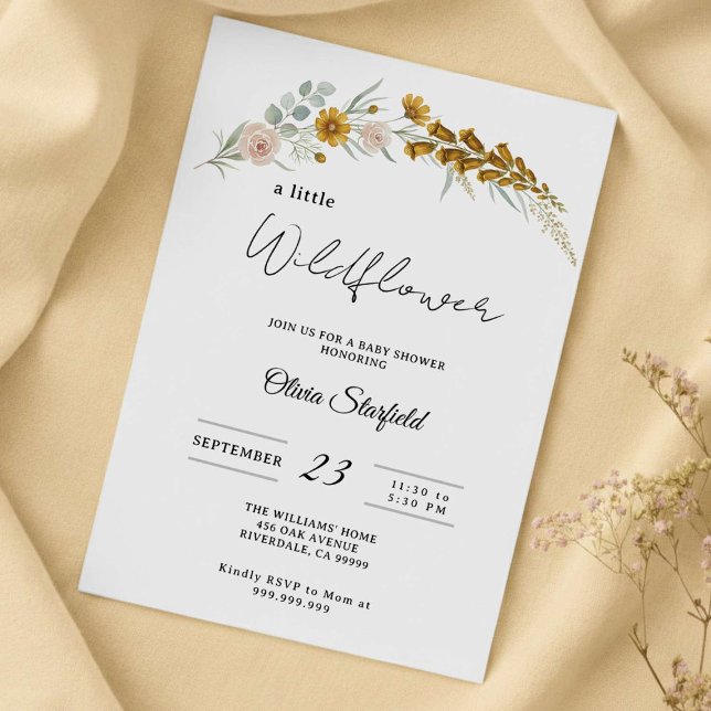 Convites boho baby shower yellow floral baby shower  (Criador carregado)