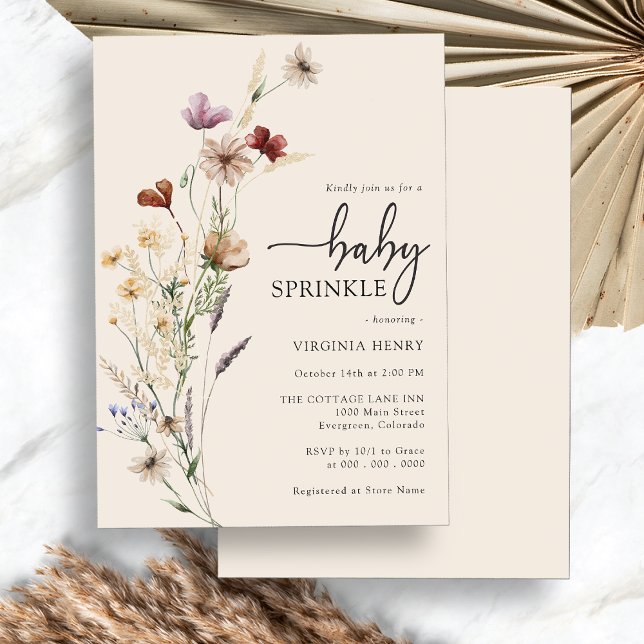Convites Boho Baby Sprinkle (Boho Floral Baby Sprinkle Invitation by Painted Paperie
)