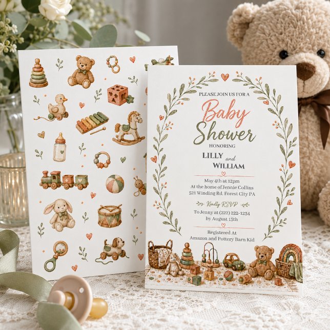 Convites Boho Baby Toys Shower Invitation (Criador carregado)