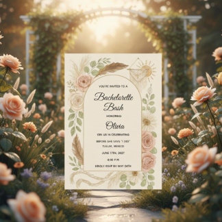 Convites Boho Bachelorette Bash Invitation | Neutral Floral