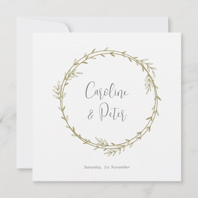 Convites Boho Bamboo Folha Botânica Molha Elegante Verde (Frente)