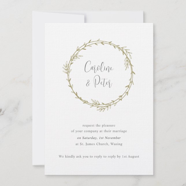 Convites Boho Bamboo Folha Botânica Molha Elegante Verde (Frente)