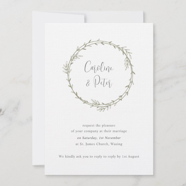 Convites Boho Bamboo Folha Botânica Molha Elegante Verde (Frente)