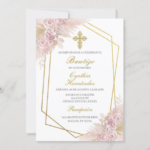 Convites Boho Baptism espanhol