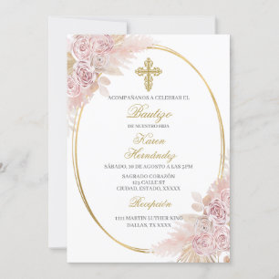Convites Boho Baptism espanhol