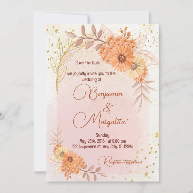 Convites Boho Baptism Invite, Casamento Pampas Grass Boho (Frente)