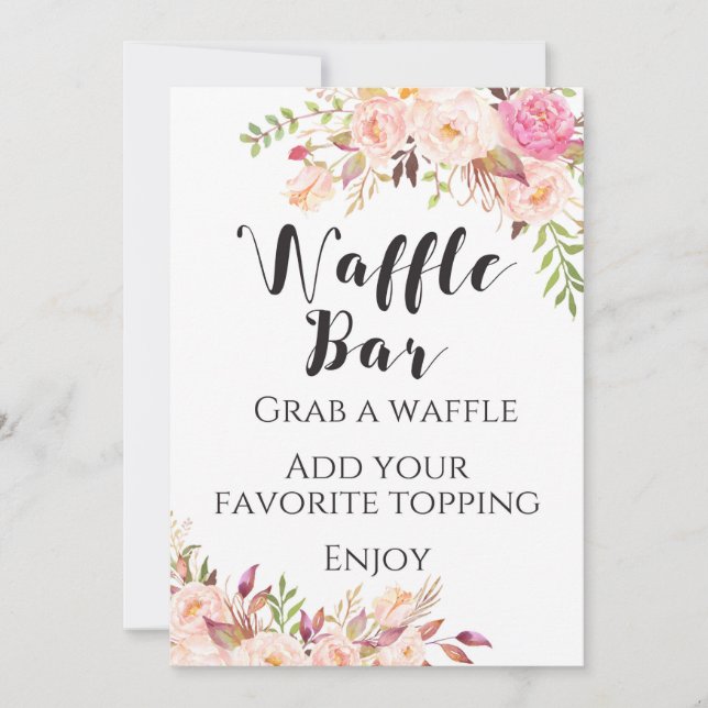Convites Boho - bar floral Waffle - Sinal 5x7" Tamanho (Frente)