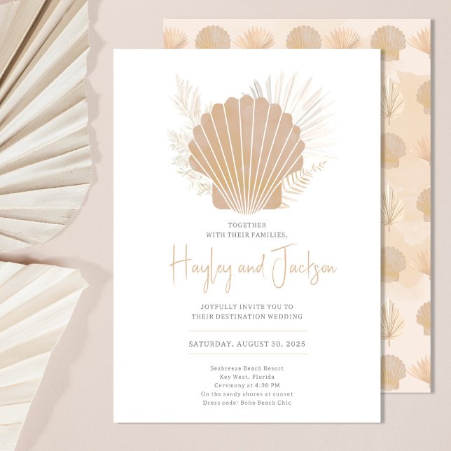 Convites Boho Beach Shell Ocean Wedding (Criador carregado)