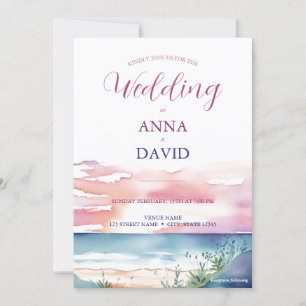 Convites Boho Beach Sunrise Watercolor Casamento