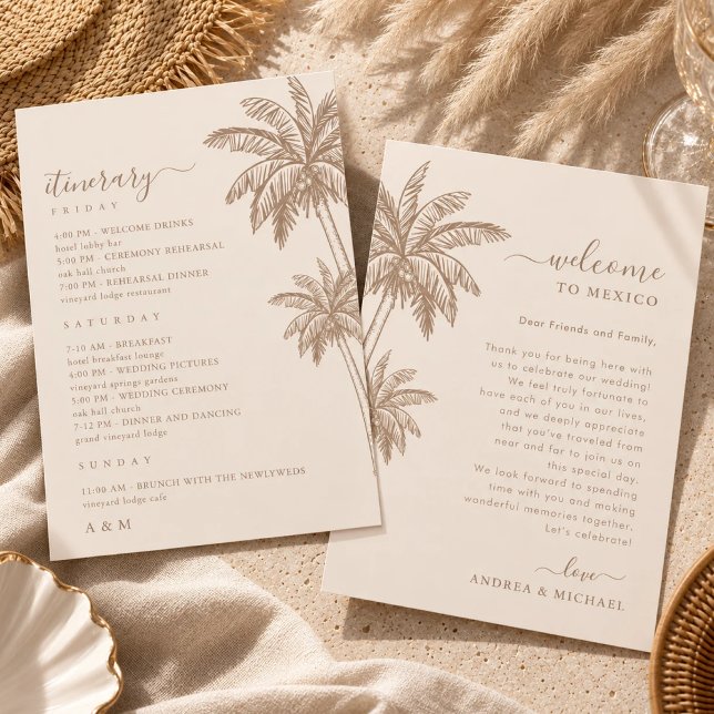 Convites Boho Beach Wedding - Carta Itinerária (Criador carregado)