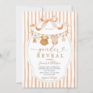 Convites Boho Bear Rustic Baby Clothesline Gênero Revelação
