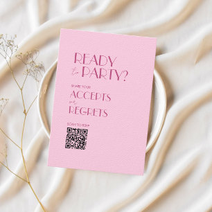 Convites Boho Beige Brown Bold Wedding Código QR RSVP
