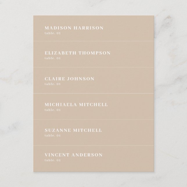 Convites Boho Beige Casamento Nome Place Card DIY (Frente)